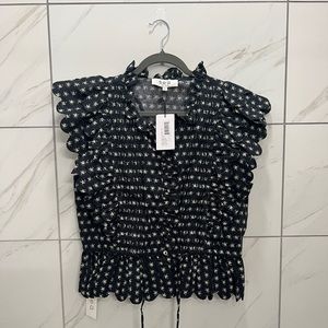 Sea NY Pascala scalloped floral-print cotton top